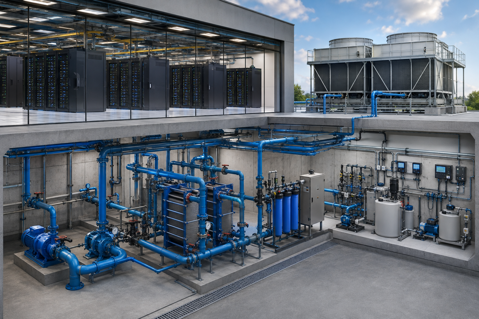 Data-centre cooling-water system