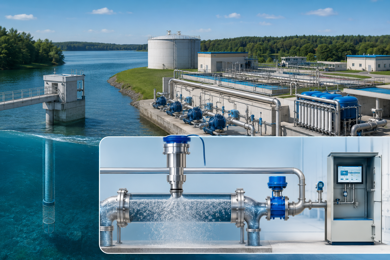 Puroxi site evaluation at a water body with treatment and monitoring equipment