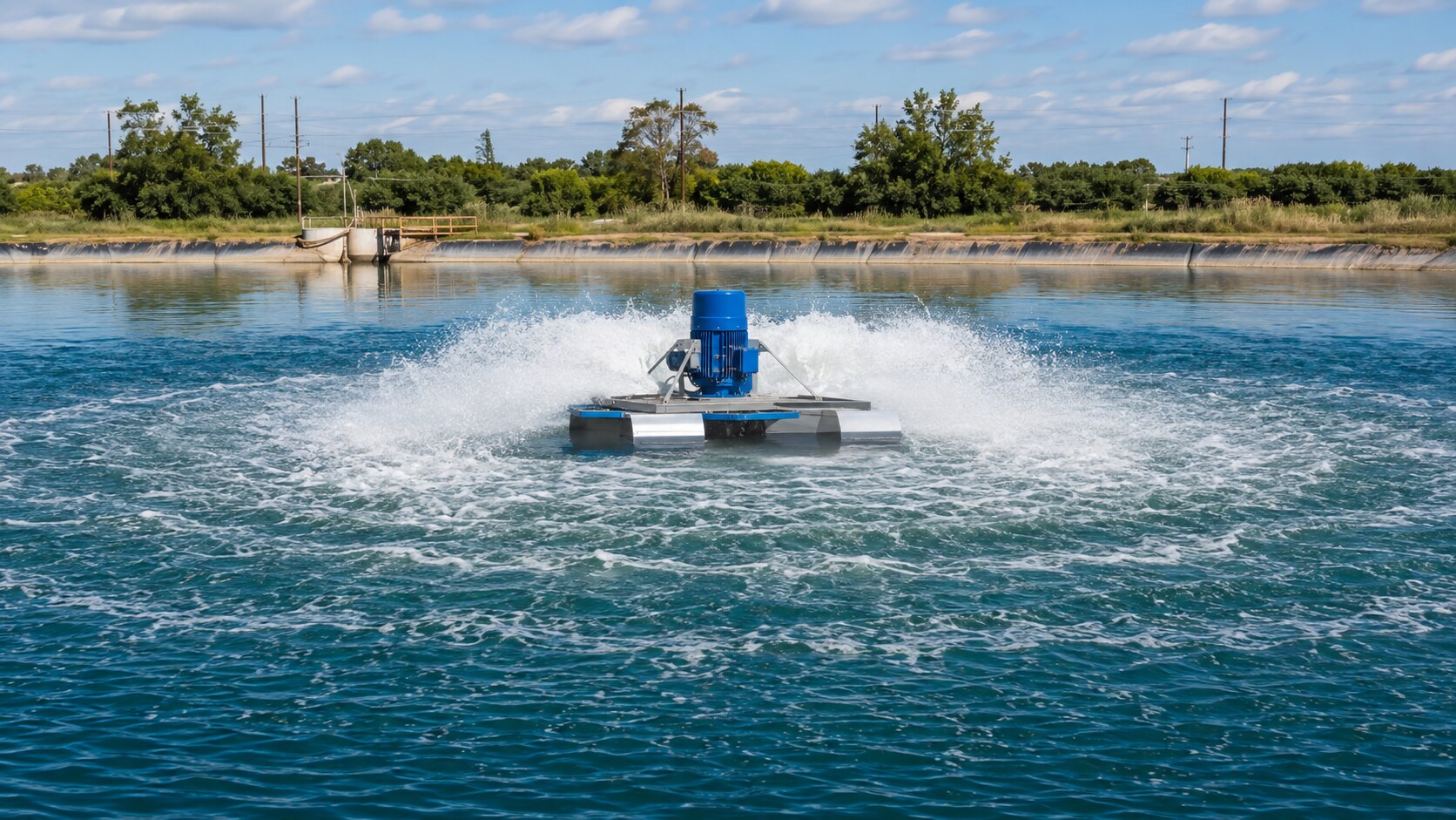 Surface aerator operating in open water